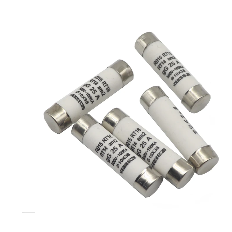 【5-1PCS】10X38mm Ceramic Fuse 0.5A 1A 2A 3A 4A 5A 6A 8A 10A 16A 20A 25A 32A 40A 50A 500V 500mA RO15 R015 RT18 RT14 Am2 380V