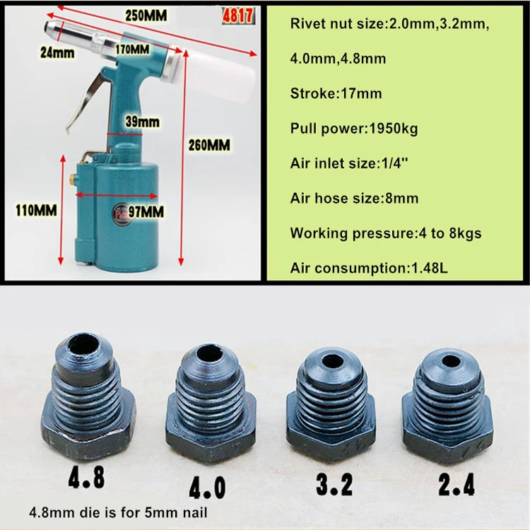 High Quality Pneumatic tool Rivet Gun Air Nail Puller Air Riveter