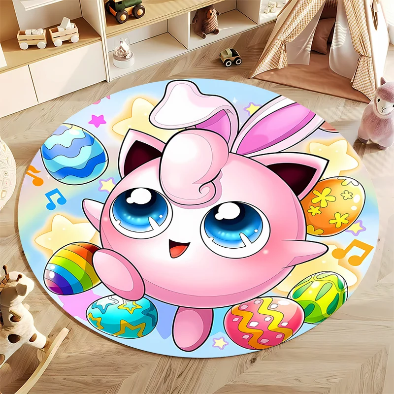 Pokemon Jigglypuff Printed Pattern Circular Carpet,Bedroom Decorative Rug,Use Non-slip Floor in Living Room, Kitchen,Door Mat