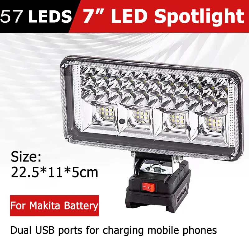 LED Working Light Lamp Portable Flashlight Torch USB Charger Adapter For 20V Handheld Emergency Tool Light Outdoor