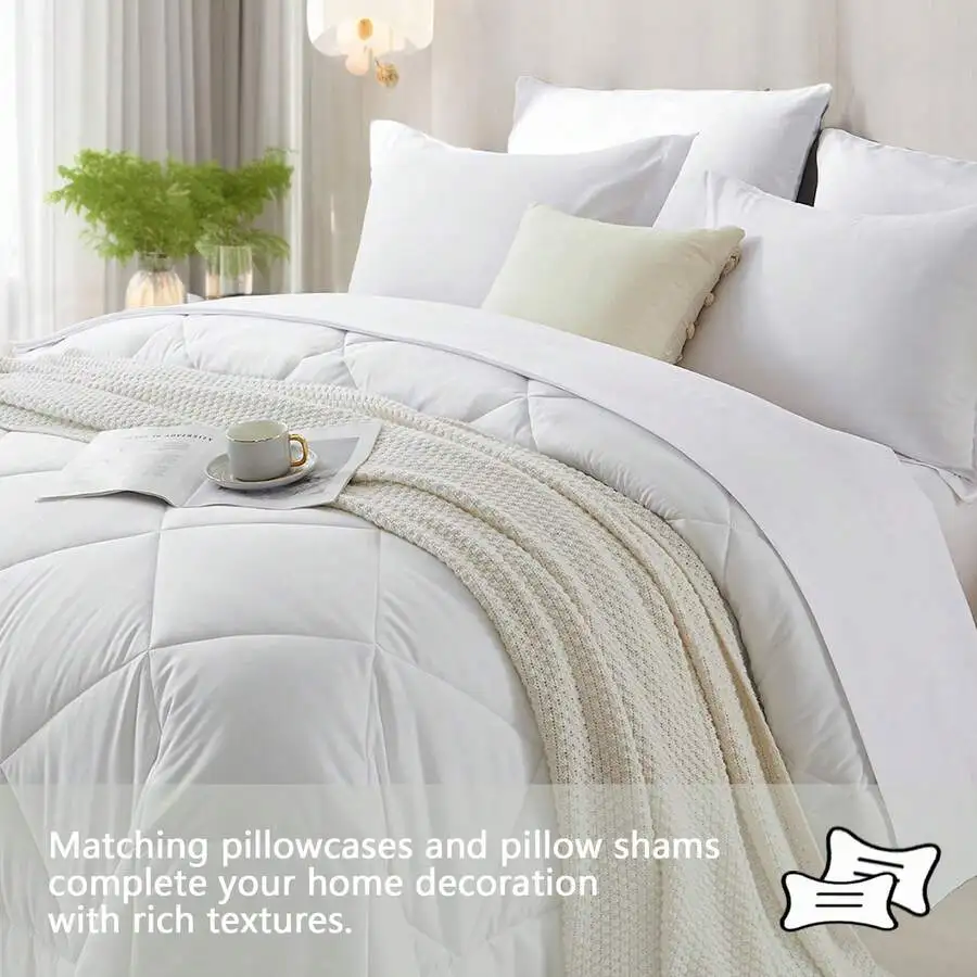 5/7 Piece Solid Color Bed Comforter Set Queen, Creative Geometric Design, Soft And Comfortable Summer Bedding Set.Bed In A Bag F
