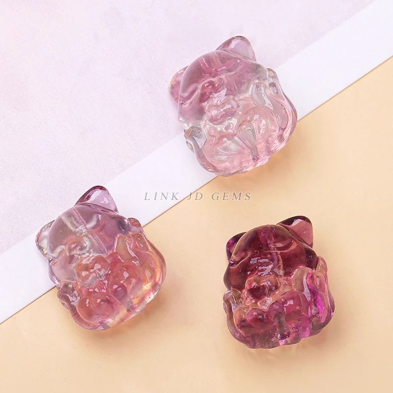 10 Pcs/lot Natural Stone Bead Fluorite Carved Nine-Tailed Fox Cute Pendant Charms For Jewelry Making Diy Necklace Bracelet