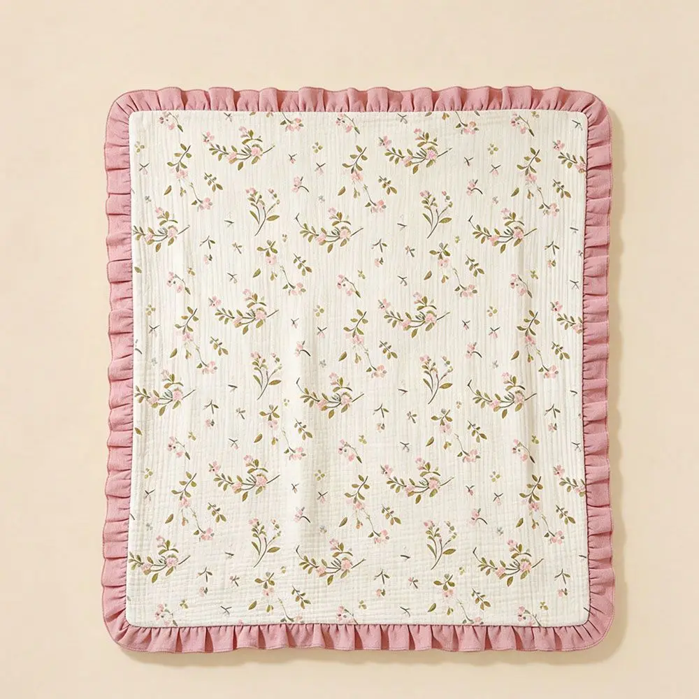 High Quality Cotton Swaddle Blanket 4 Layer Soft Gauze Swaddle Wrap Ruffled Lace Windproof Cover Newborn