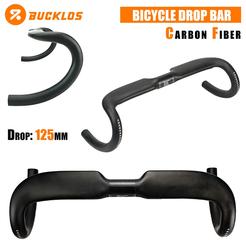 BUCKLOS Carbon Fiber Bicycle Drop Handlebar Ultralight 125mm Bike Drop Bar 11° Road Bike Racing Handlebar 31.8mm Bike Bar