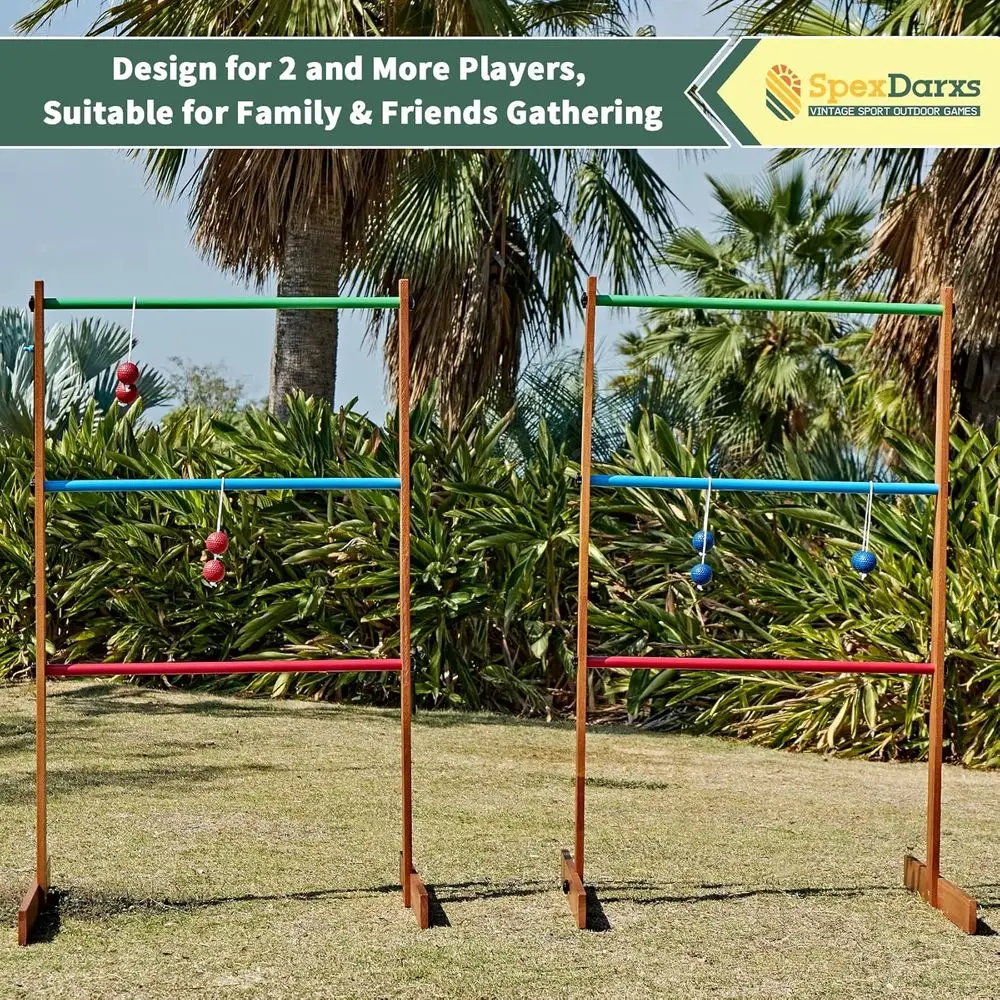 لعبة رمي السلم في الهواء الطلق، مجموعة رمي الجولف الخشبية مع 6 كرات بولاس وحقيبة حمل، ألعاب الفناء الخلفي للمراهقين والكبار وF #4