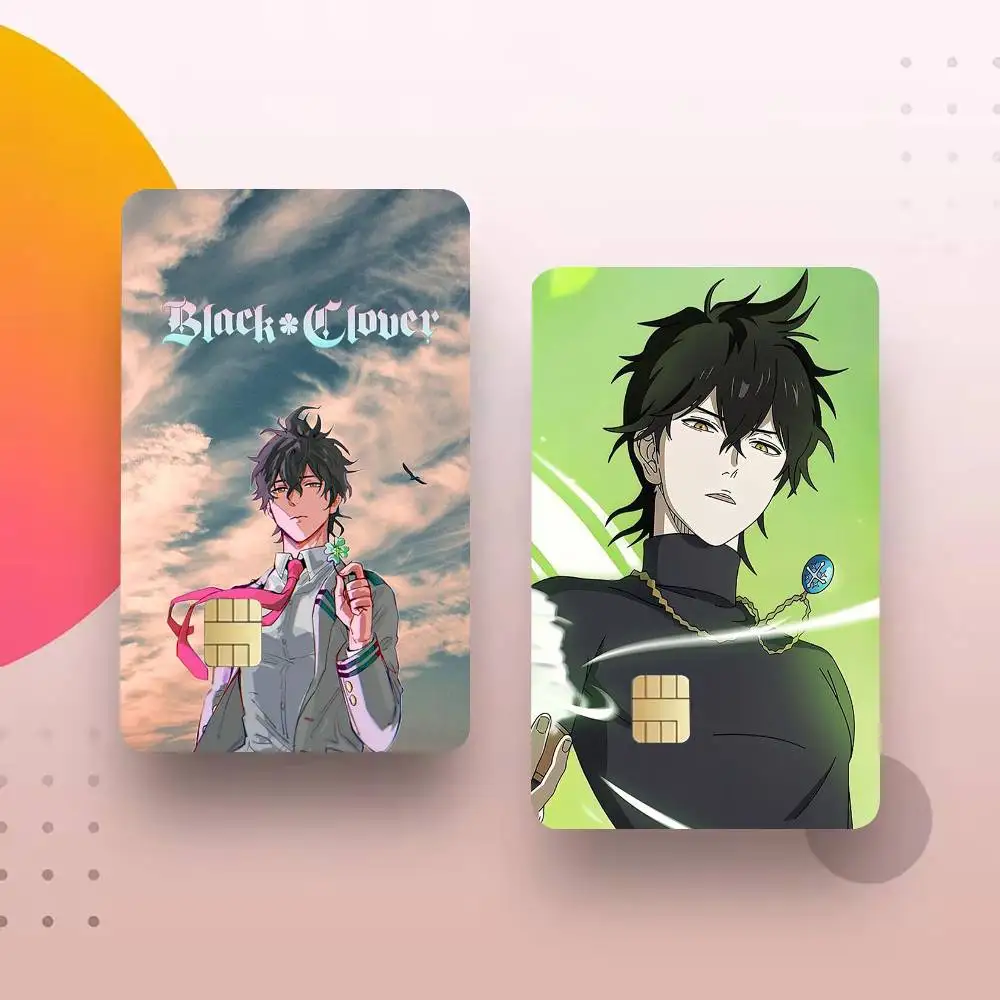 Black Clover Y-Yuno 4pcs 1Set Laser Holographic Sticker Skin Cover for Credit Bank Debit Card