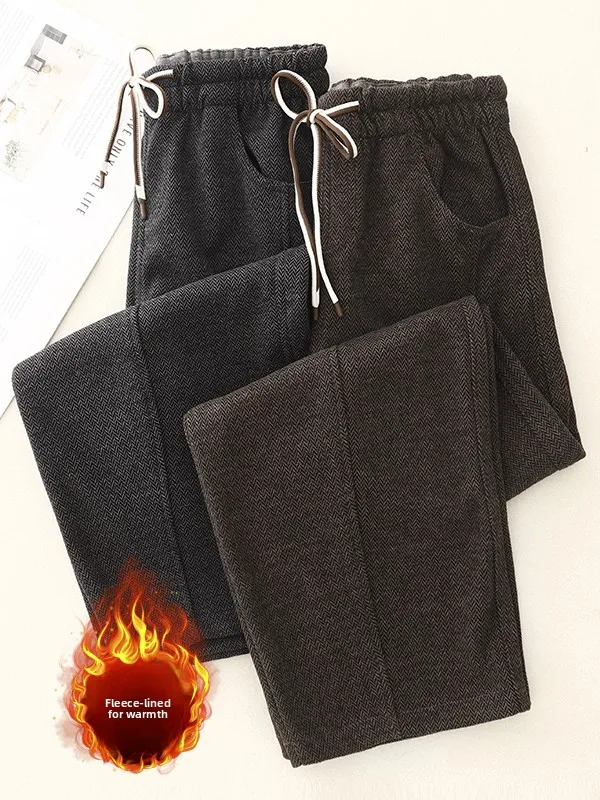 

Thiened, теплые повседневные женские брюки свободного покроя, длинные брюки с эластичной резинкой на талии, художественные брюки, осень-зима Faion