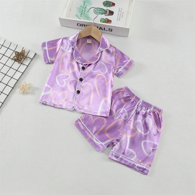 New Summer Baby Clothes Kids Girls Pajamas Children Sleepwear Shirt Shorts 2Pcs/Sets Infant Clothing Toddler Cute Causal Costume