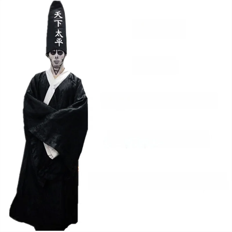

Halloween Cos Party Performance Props Adult Ghost Clothes Qing Dynasty Judge Costume Black And White Unusual Stage Outfit