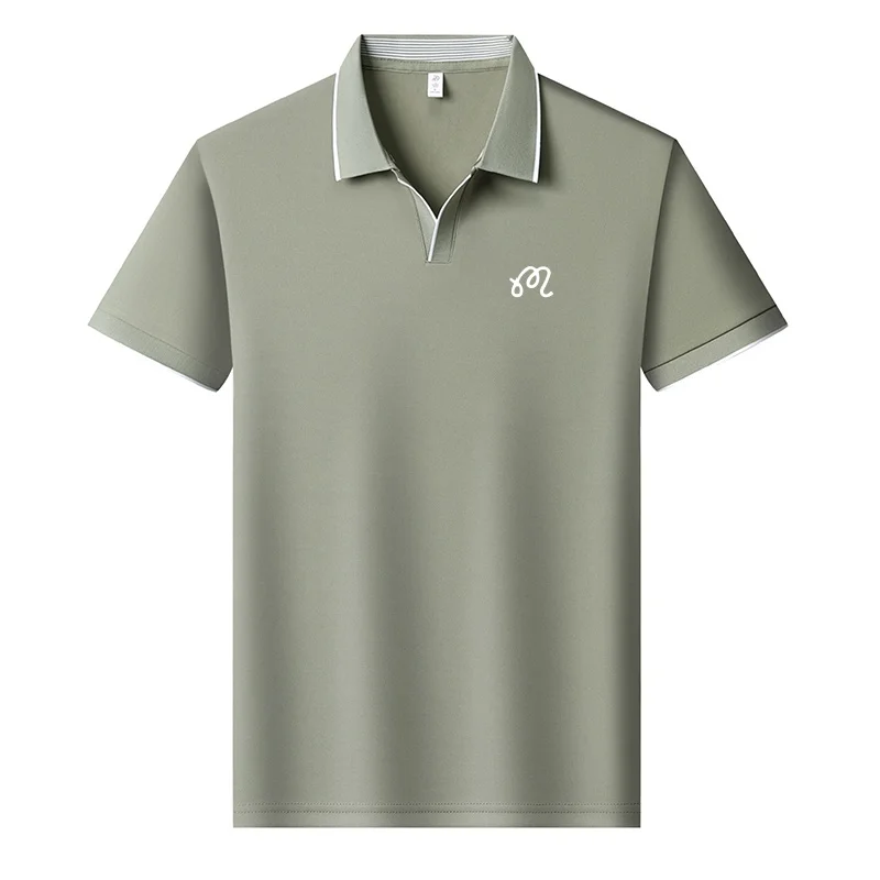 Neues Herren-Poloshirt mit Original-Print in Unifarbe, Sommer-Komfort, Kurzarm, Revers-T-Shirt, Luxuriöse Business-Casual-Herrenbekleidung – Detail 10