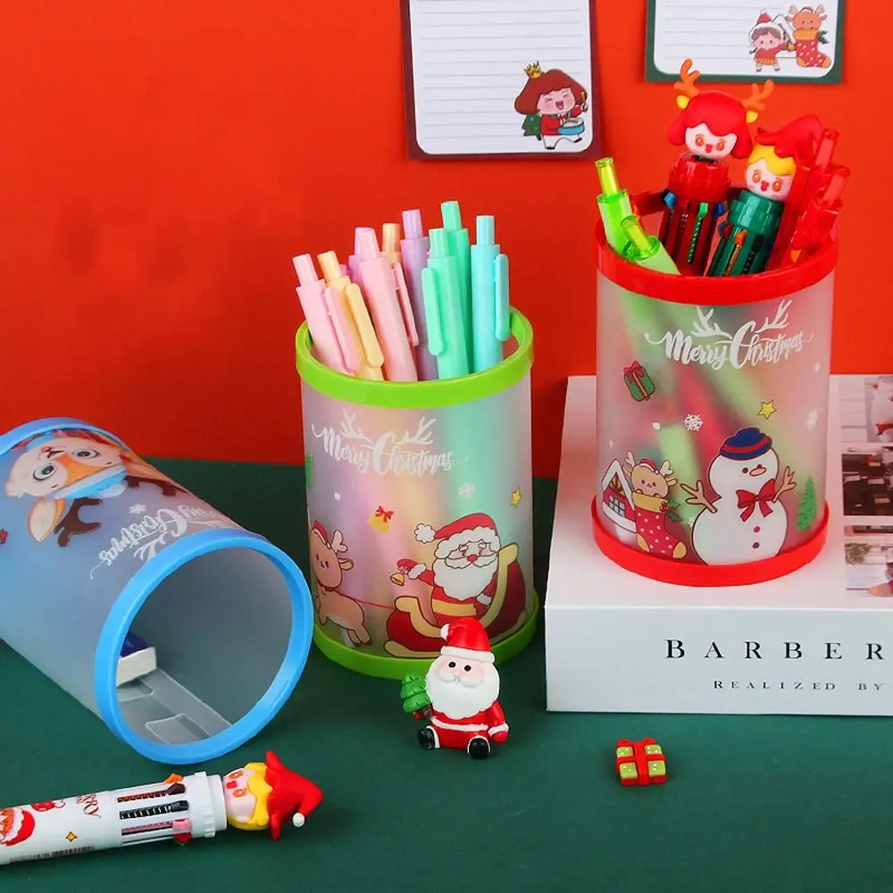 

School Office Supplies Desktop Desktop Decoration Makeup Brush Holder Stationery Organizer Mini Makeup Box Christmas Pen Holder