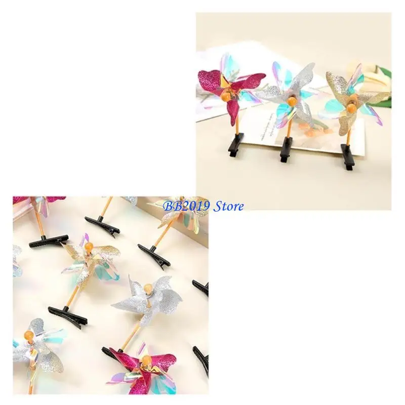 

Q0KB Spinners Barrettes Clip with Glitters Y2K Girls Headdress (Random Colours)