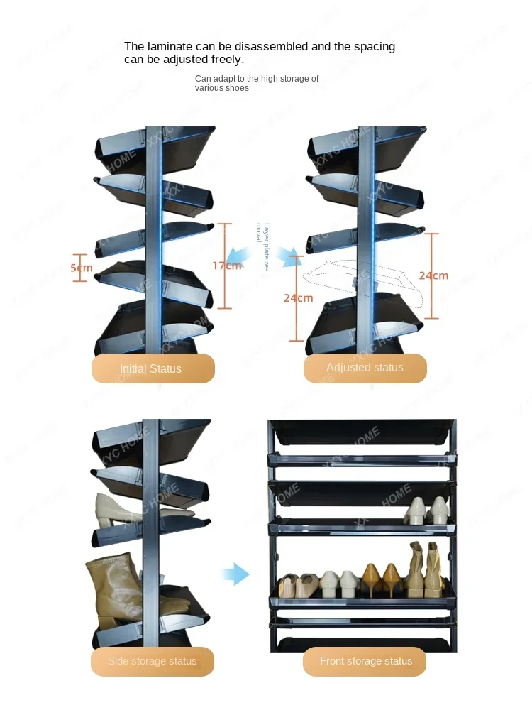 Shoe Cabinet Rotating Shoe Rack 360 Degrees Multi-Layer Storage Hardware Accessories Height Adjustment Shoe Cabinet