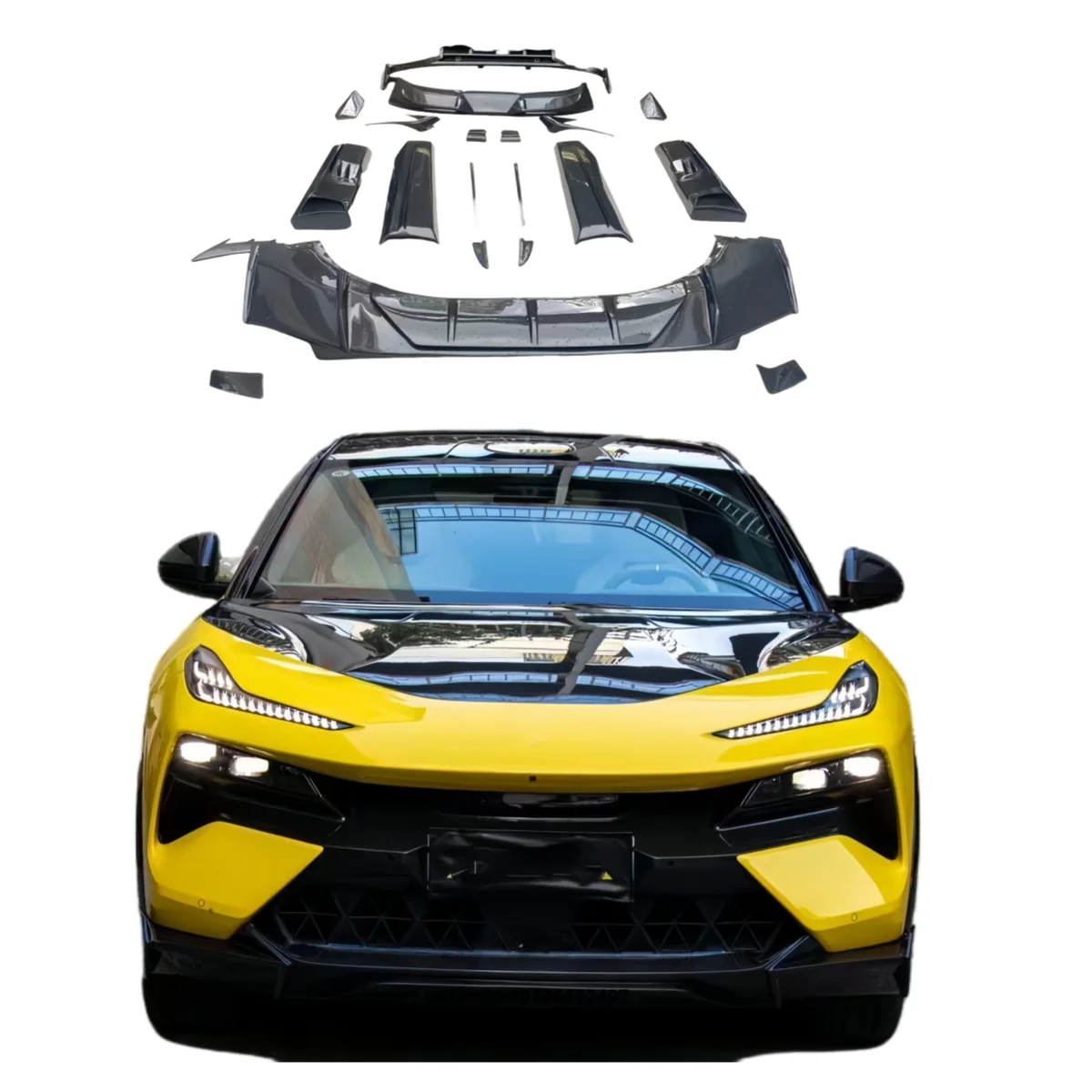 Suitable for Lotus Eletre Modification Abina Model Surrounds Dry Carbon Fibre Front Skirt Wheel Eyebrows Vent Rear Wing