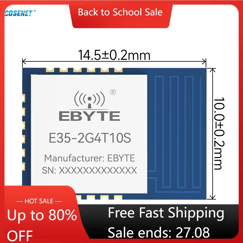 TLSR8208 2.4G Serial Port Transparent Transmission Module UART CDSENET E35-2G4T10S Low Power Long Distance Air Rate 250K-2M PCB