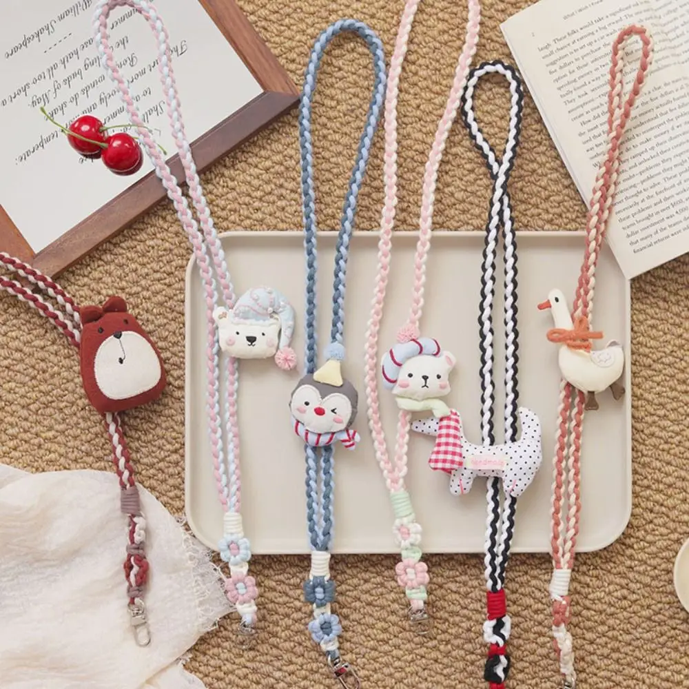 

Sweet Handmade Wrist Strap Anti-Lost Cartoon Brooch Crochet Weave Lanyard Colourful Weave Chain Bag Braided Rope Kids