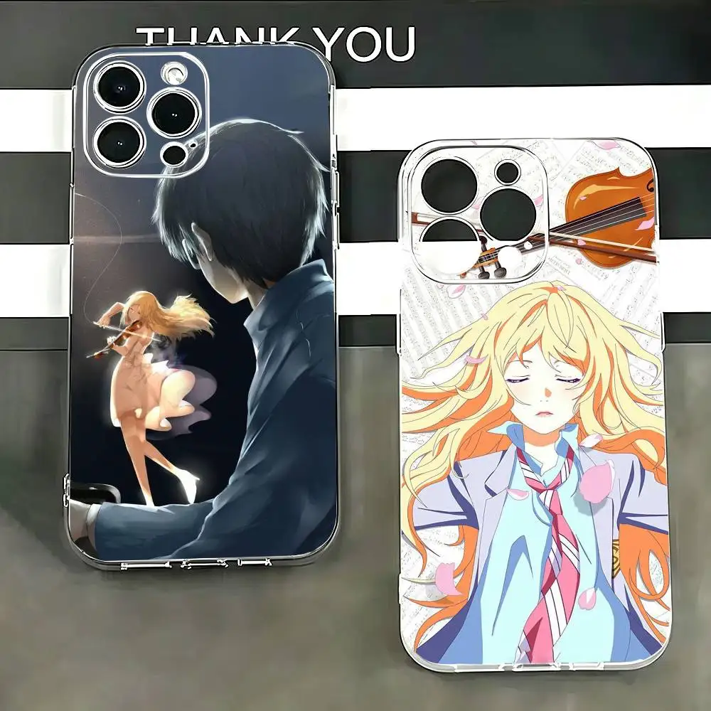 

Anime Your L-Lie in April Phone Case For iPhone 17 16 15 14 13 12 11 Mini Pro Max Plus Transparent Cover