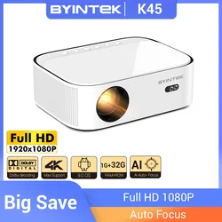 BYINTEK K45 AI Auto-focus Smart Android WIFI Full HD 1920x1080 LCD LED Video Home Theater 1080P 4K Projector