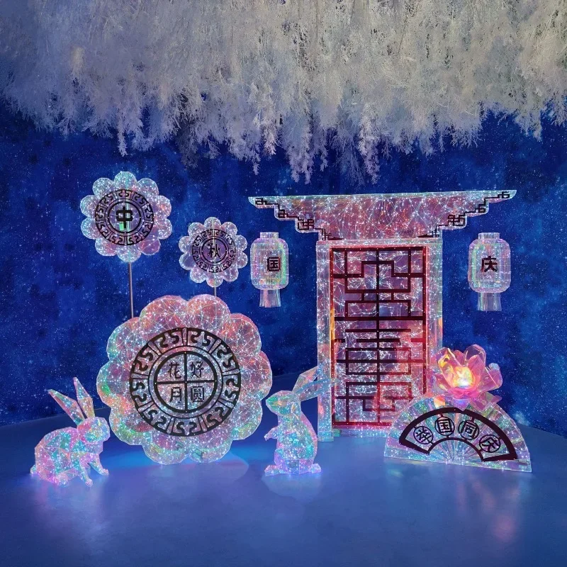 Large indoor supermarket Symphony Mid-Autumn Festival decoration set, beautiful Chen floor ornaments, decorations