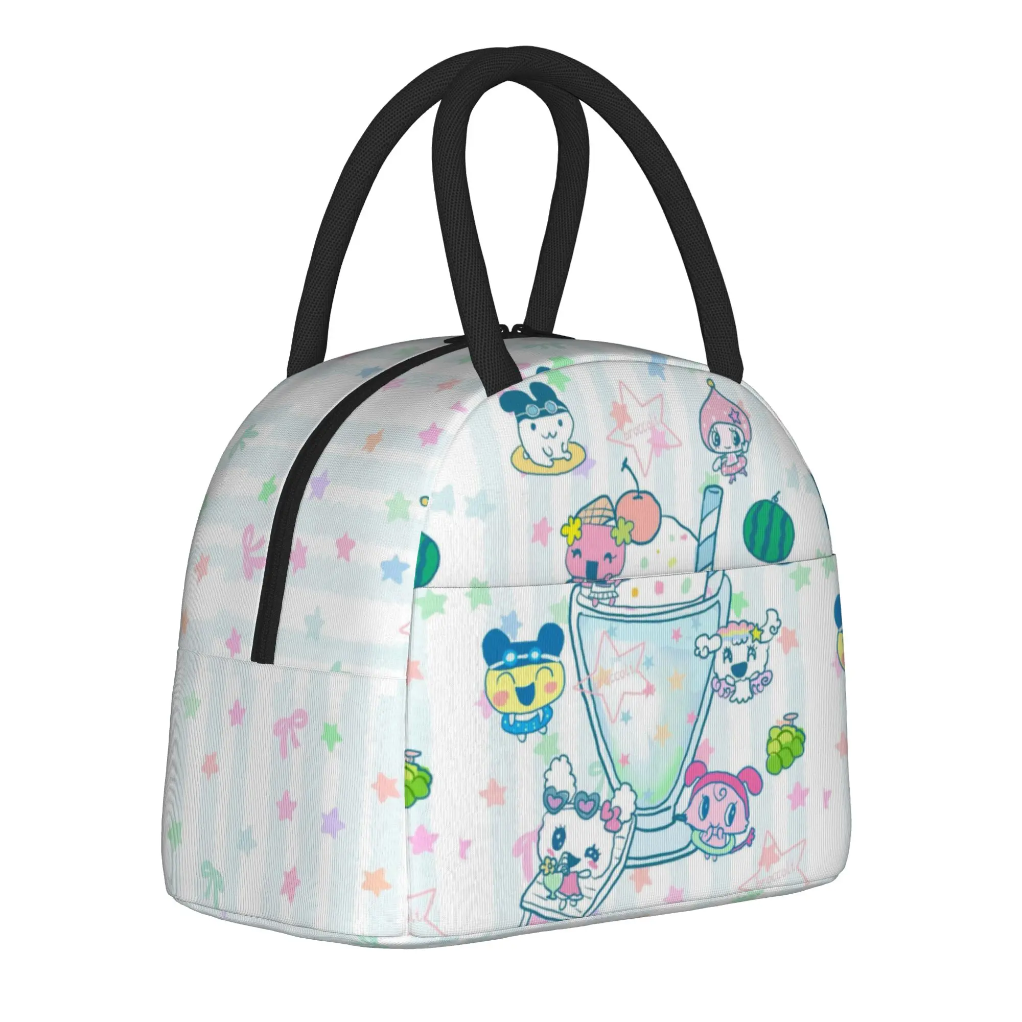 Tamagotchis Cartoon Isolierte Lunchtaschen, hohe Kapazität, Kawaii Game, wiederverwendbare Kühltasche, Lunchbox, Tragetasche, Arbeitstasche, Outdoor-Essenstasche