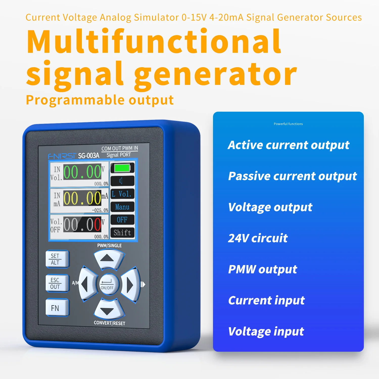 PWM signal generator 0-20mA/0-10V voltage and current analog signal source handheld process calibrator