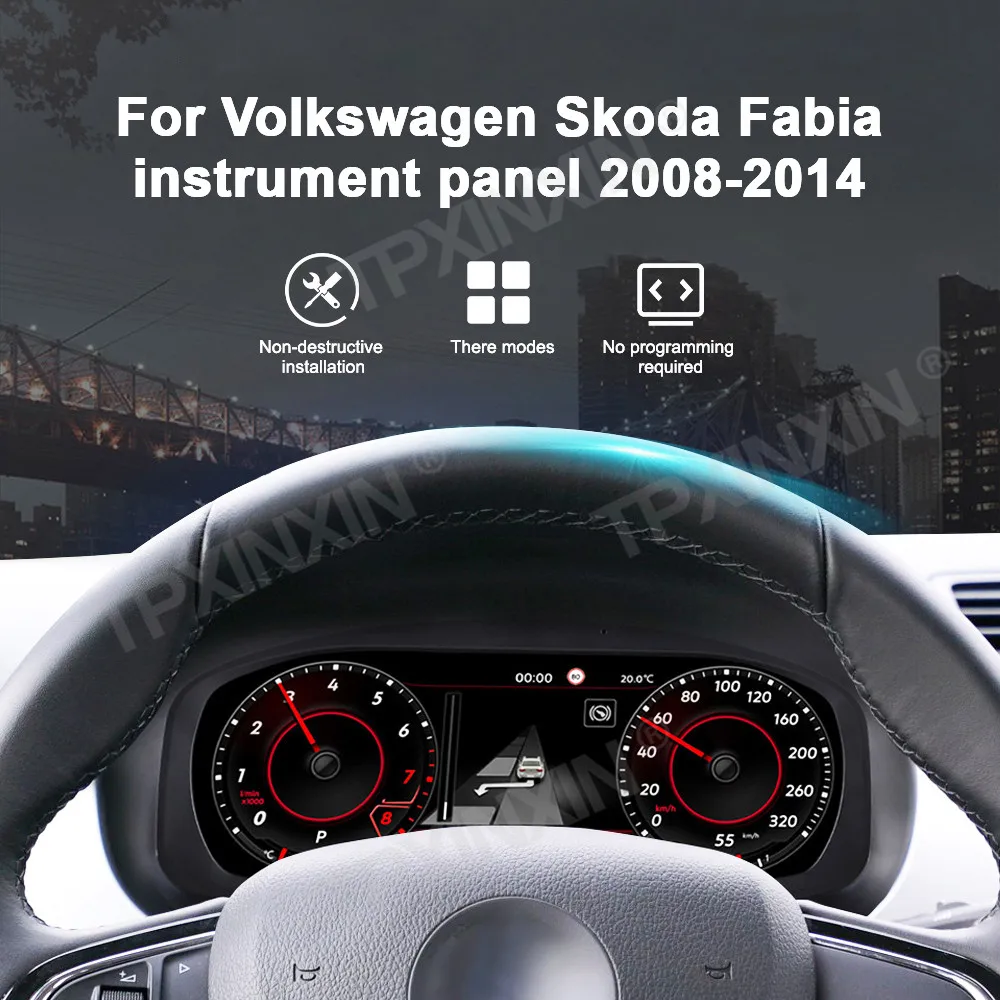 

12.3 Inch LCD Cluster for Volkwagen Skoda Fabia 2008-2014 Digital Instrument Panel Cluster Smart Odometer Speedometer Display