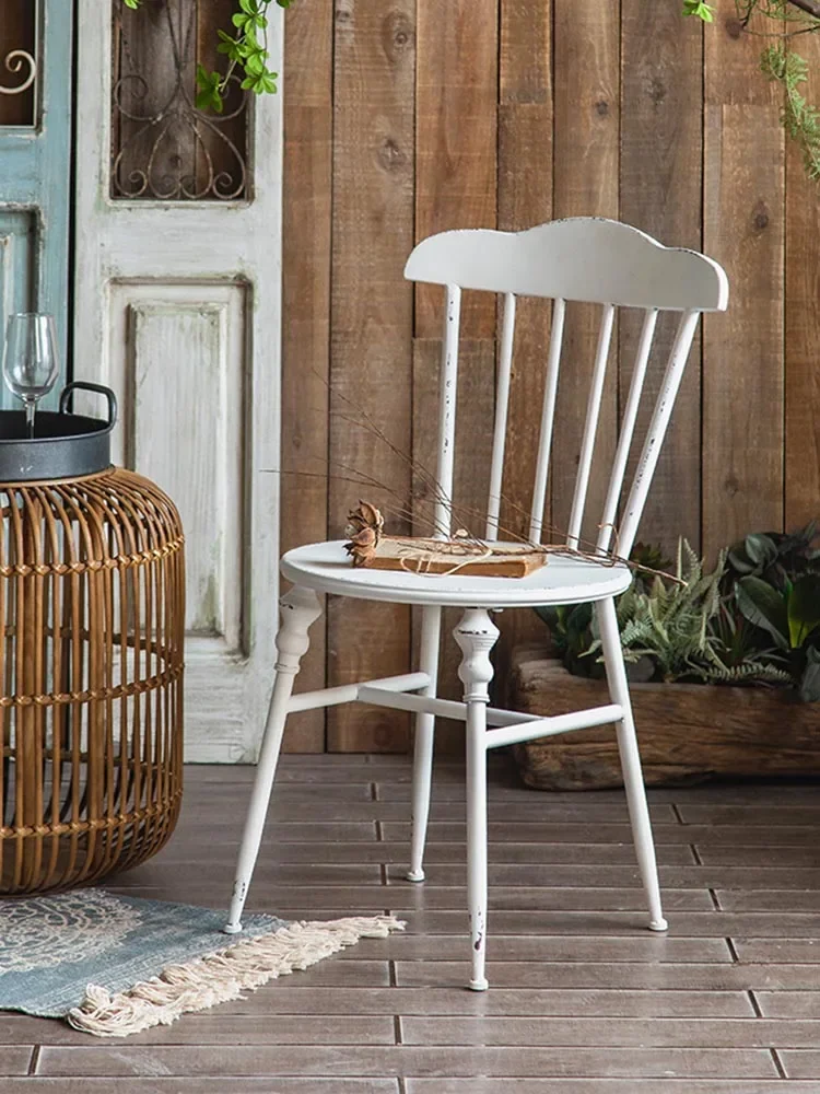 

retro nostalgic iron Windsor chair backrest single chair dining chair outdoor courtyard outdoor garden table