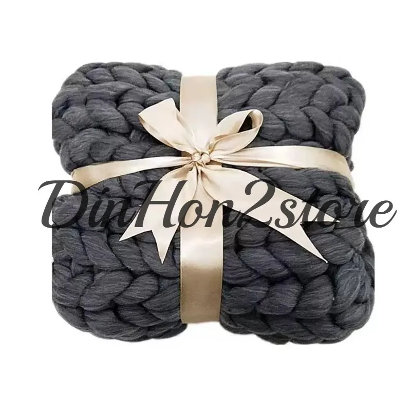 Woolen Blanket Knitted Wool Quilt Coarse Yarn Finished Blanket Knit Blanket