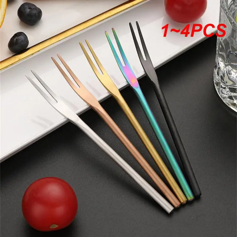 

1~4PCS Fork Difficult To Scratch Fine Pointed Fork Teeth Stainless Steel Fork Cake Dessert Fork Fruit Fork Easy To Clean