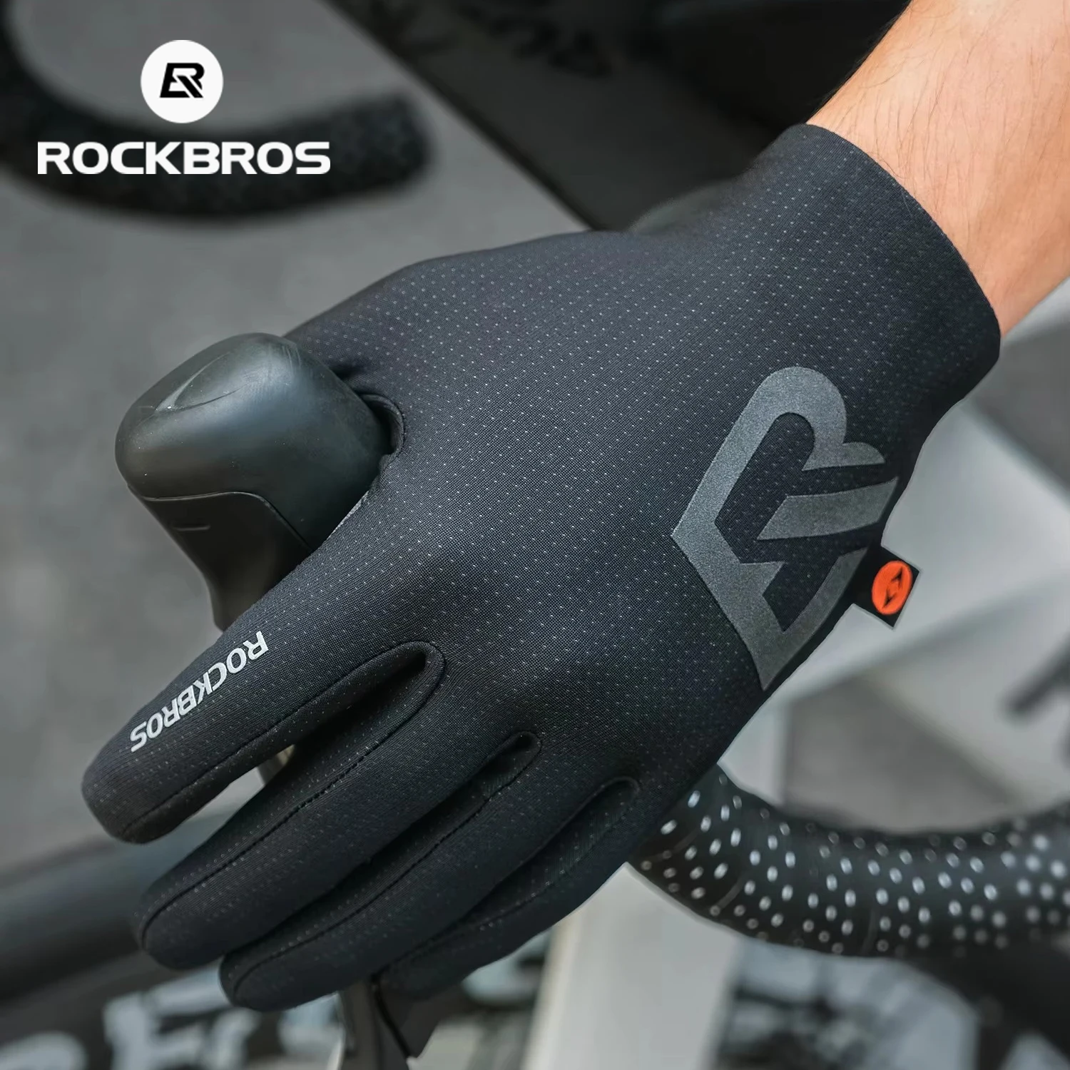 ROCKBROS Cycling Gloves Full Finger Touch Screen Windproof Thermal Fleece Anti-slip Shockproof Breathable MTB Road Bike Sports
