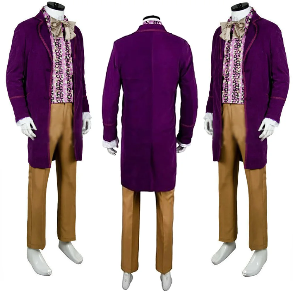 Willy Cosplay Purple Costume 1971 Movie Chocolate Role Works Disguise Men Outfits Adult Male Halloween Party Fantasia Suits