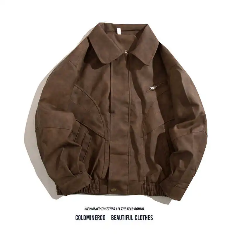 

Retro American Dyed ort Motorcycle Leather Jaet Men's Women's Trendy Brand Multiple kets Haome Color High-End...