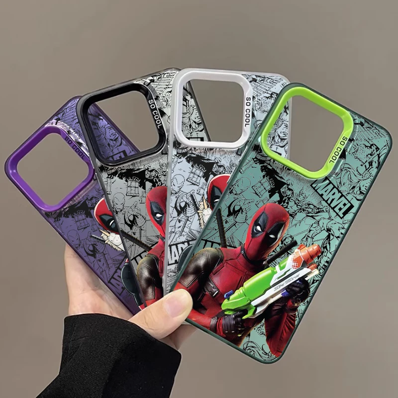

Marvel Deadpool Hard Handsome For Xiaomi Mi 11 12T 13T Poco F4 F3 X3 X5 C51 C50 M3 M5S Pro Lite 5G Colorful Silver Cover