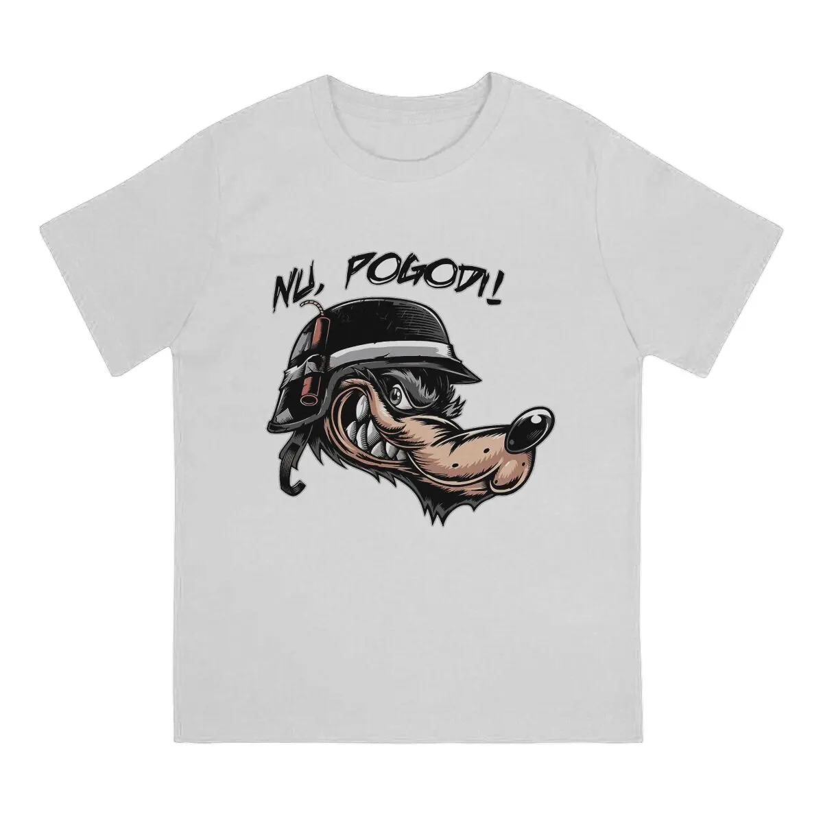 Russian Wolf Classic TShirt For Men Nu Pogodi The Hare Catoon Clothing Style Polyester T Shirt Soft