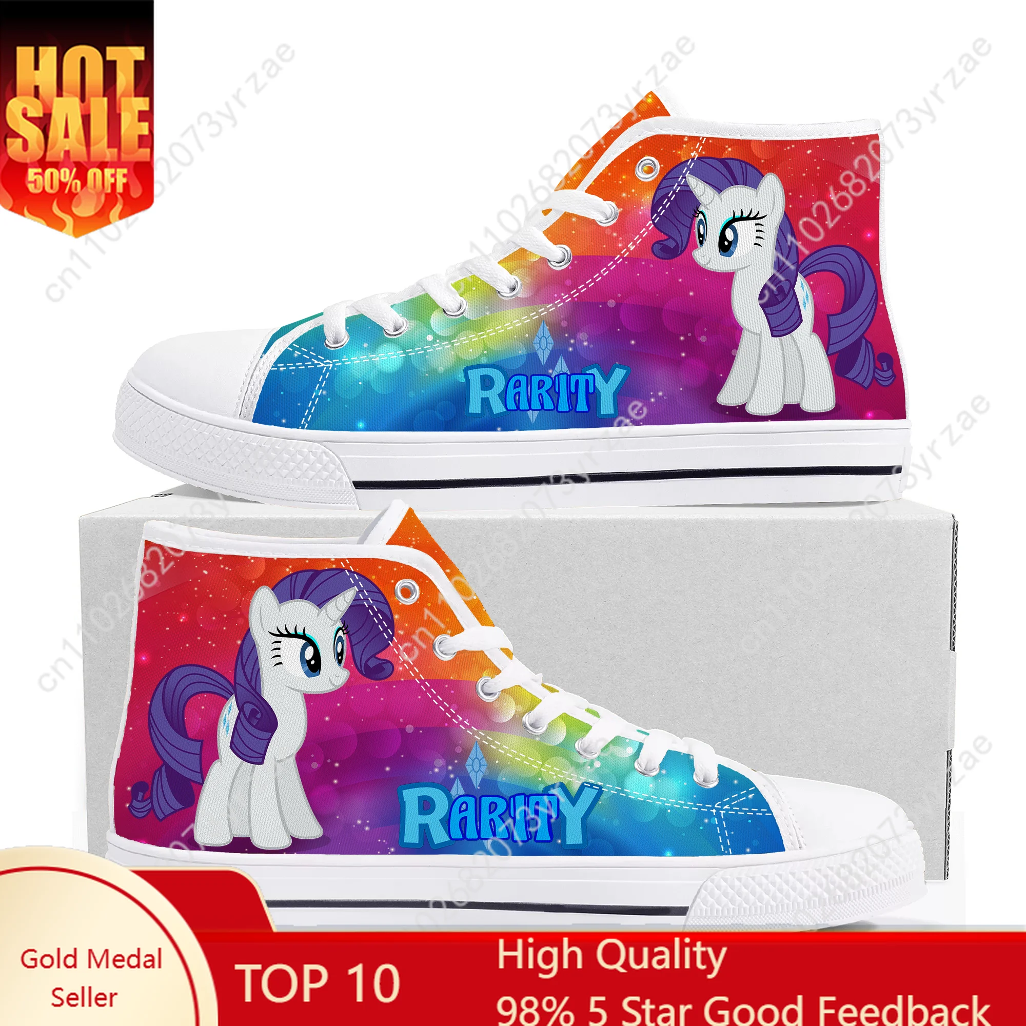 

Rarity High Top Shoes Man Woman Sneakers My Little Pony Friendship Is Magic Fashion Casual Custom Shoe Cosplay Footwear