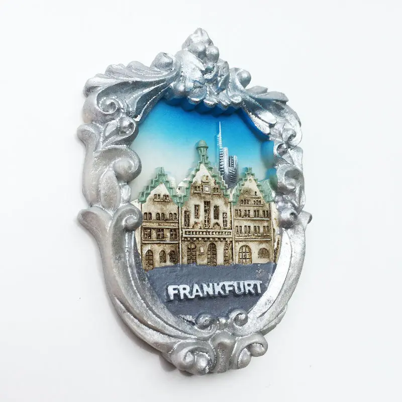 Frankfurt, Germany Landmark Attractions Creative Tourism Memorial 3D Frame Decoration Crafts Magnetic Refrigerator Stickers