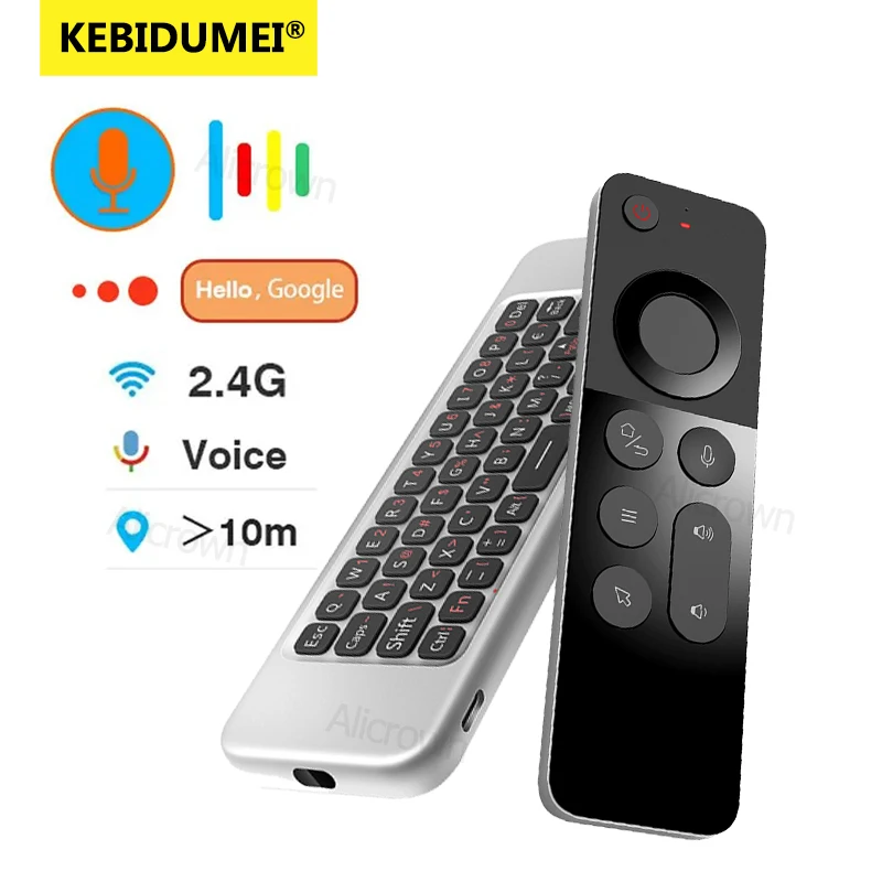 W3 2.4G ماوس هوائي صوتي لاسلكي لوحة مفاتيح صغيرة للتحكم عن بعد وحدة تحكم استقبال USB لأجهزة الكمبيوتر المحمول ماك بوك أندرويد ويندوز TV BOX