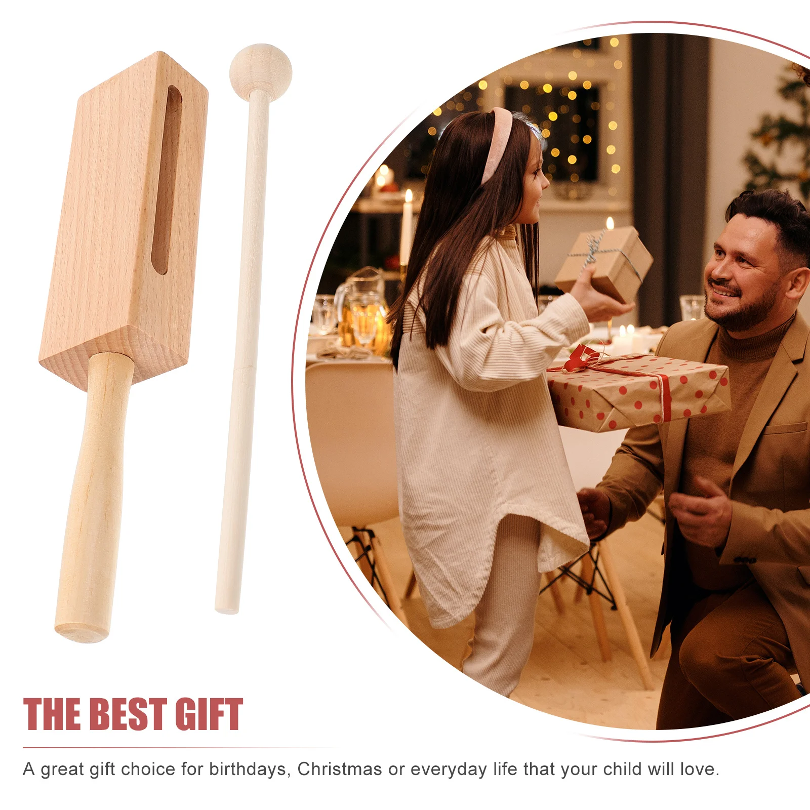 

Wooden Rhythm Block Musical For Percussion Instrument Creative Small Lightweight Khaki Easy Storage Parent-