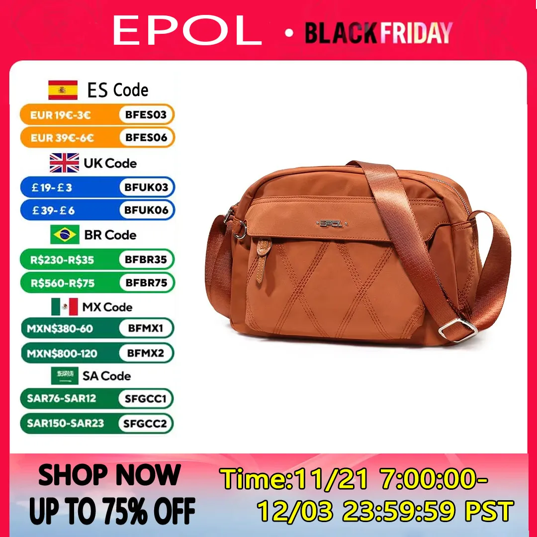 EPOL Crossbody Bags for Women 2024 New Stylish Light Weight Shopping High Quality Versatile Casual Solid Shoulder Bags 6071-09