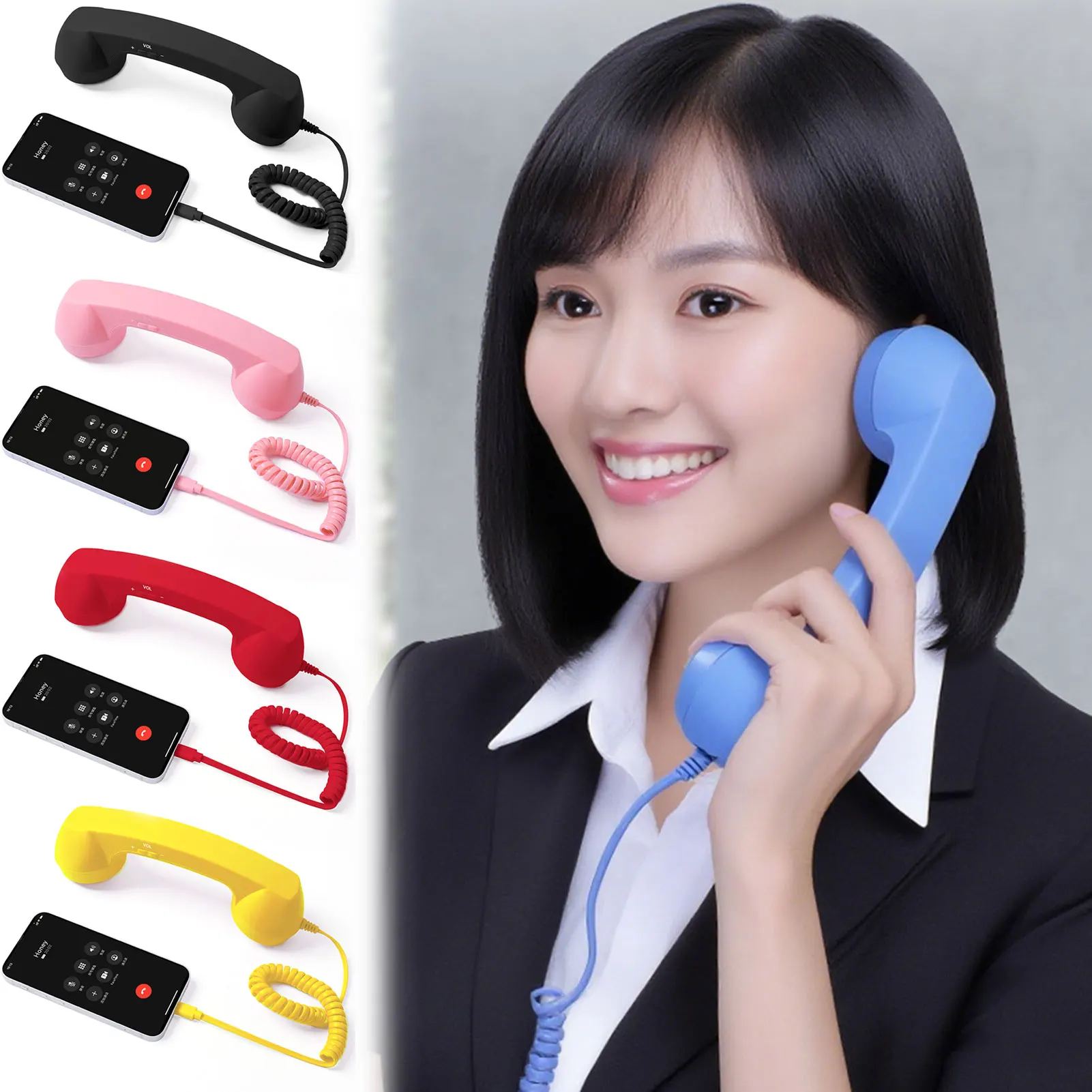 Retro Type C Telephones Handset Cell Phone Receiver Mic Microphone Speaker For Mobile Phones Cellphone Smartphone Receiver