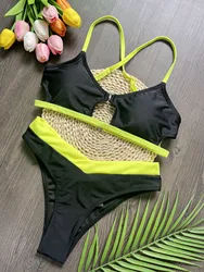 RUOTONSEPT Sexy Solid Splicing Bikini Set Women's Swimsuit Two-piece Triangle Thong Swimwear Bathing Suit Brazilian Biquinis