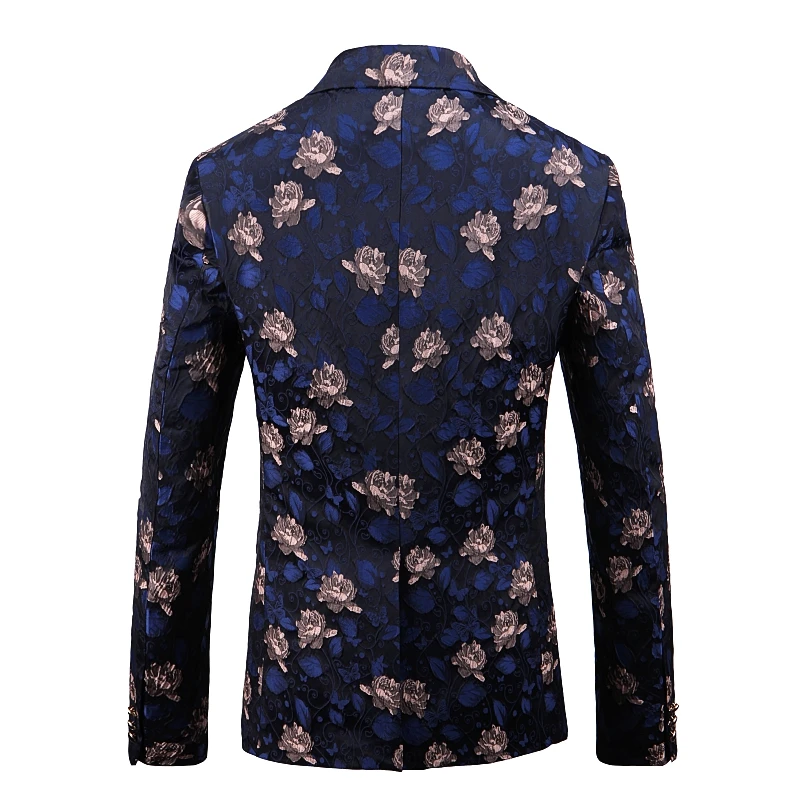 Jacquard Blue Blazers For Men High-End Floral Business Casual Four Seasons Quality Draping Cutting Oversized 5XL Terno Masculino