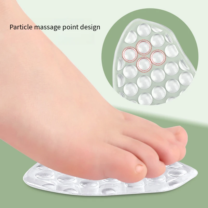 Silicone Forefoot Cushion Particle Massage Soft Half Insoles Women Shoes Pad Foot Care Products Sandals Heels Non-slip Feet Pads