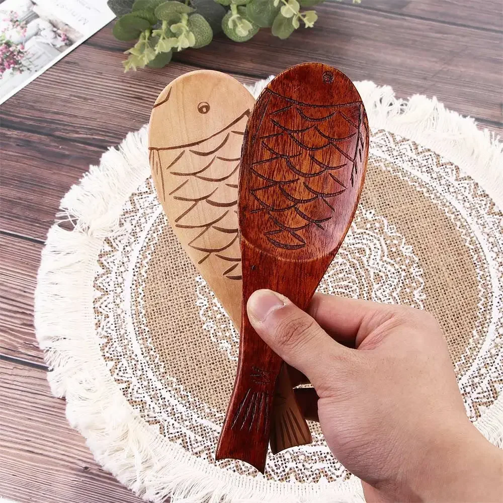 Fish-shaped Rice Spoon Rice Paddle Hand-carved Creative Rice Spoon Gift Wooden Spoon Tableware Kitchen Utensil