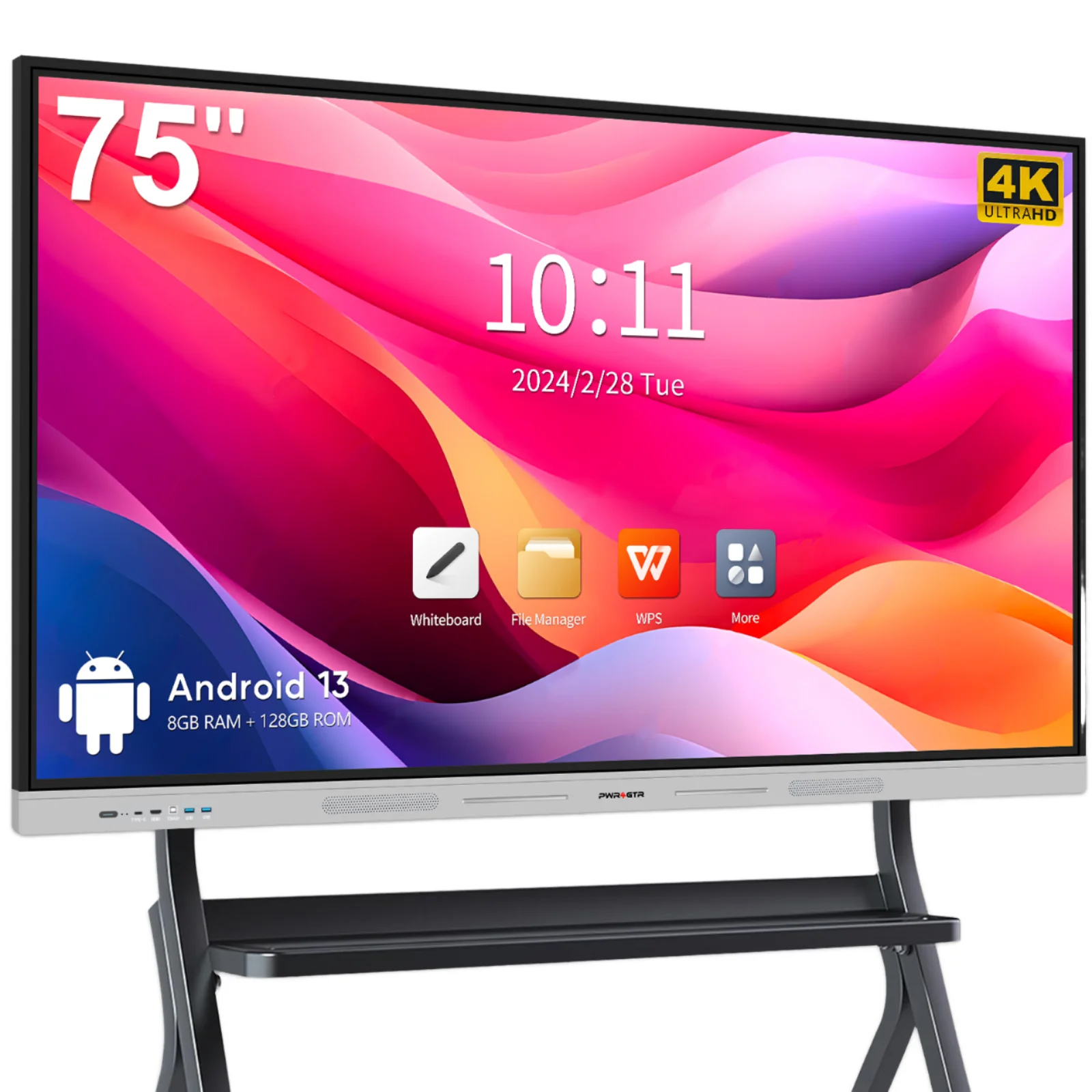 75 Inch 4K HD LCD Smart Interactive Whiteboard 20 Points Multi-Touch Metal Frame for Meeting Rooms & Education