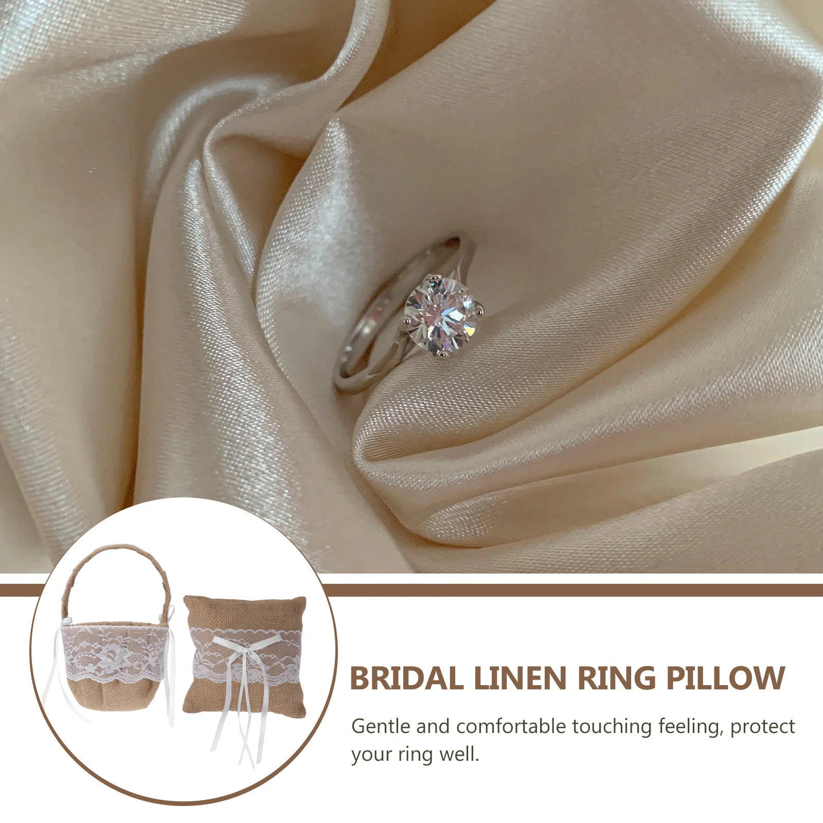 

Linen Ring Pillow Lace Decor Bridal Wedding Ceremony Cushion Rustic Country Wedding Decor Pocket Holder Square Design