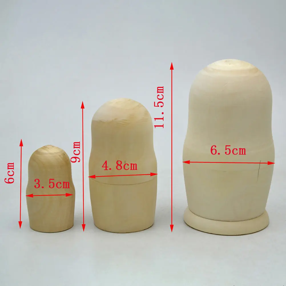 1Set Russian Stacking Wooden Babushka Nesting Unpainted Matrioska Blank DIY Painting Parent Child Interaction Gift