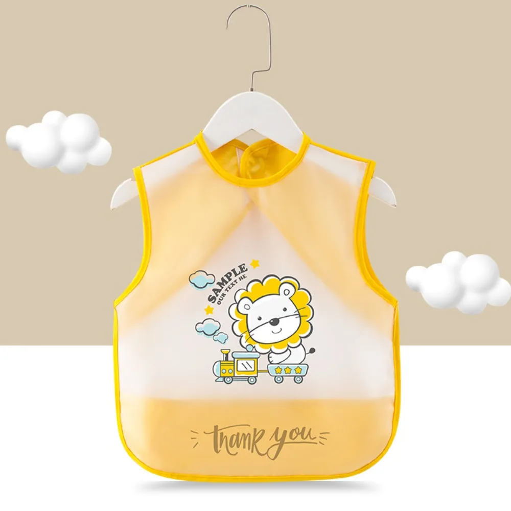 New TPU Apron Waterproof Dirt Proof Smock Bib Soft Touch Cartoon Print Sleeveless Scarf for Girls and Boys