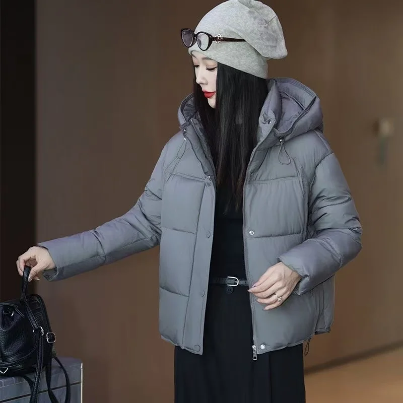 

2025New Fashion Down Cotton Jacket Women Parkas Autumn Winter Short Warm Cotton Padded Coat Female Hooded Overwear Bread Outwear