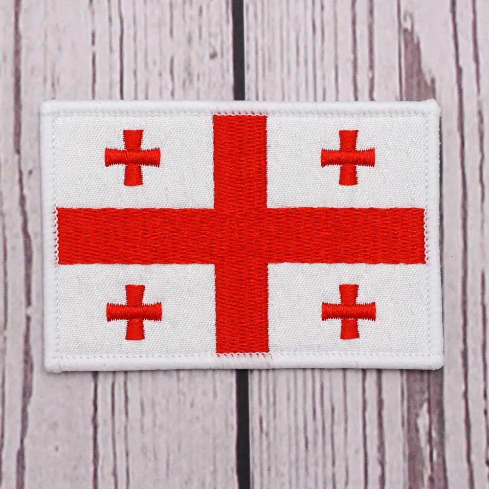 Flag of Georgia  patch Embroidered Patch Hook & Loop Sew on Embroidery Military Badge